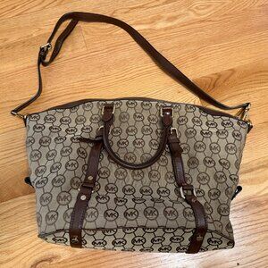 Michael Kors MK Bedford Bowling Bag Satchel Signature Canvas Handbag Purse